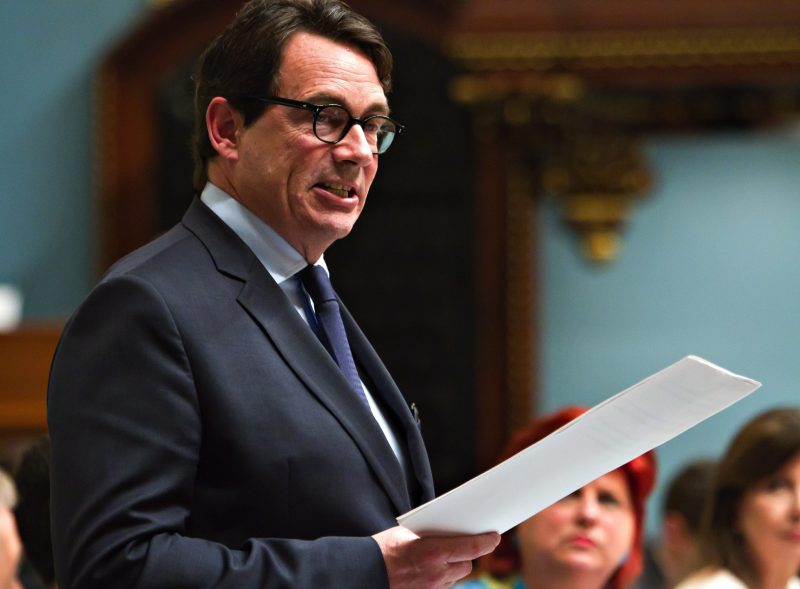 PQ Leader Pierre Karl Peladeau speaks during question period, Tuesday, May 26, 2015, at the Quebec legislature. THE CANADIAN PRESS/Clement Allard