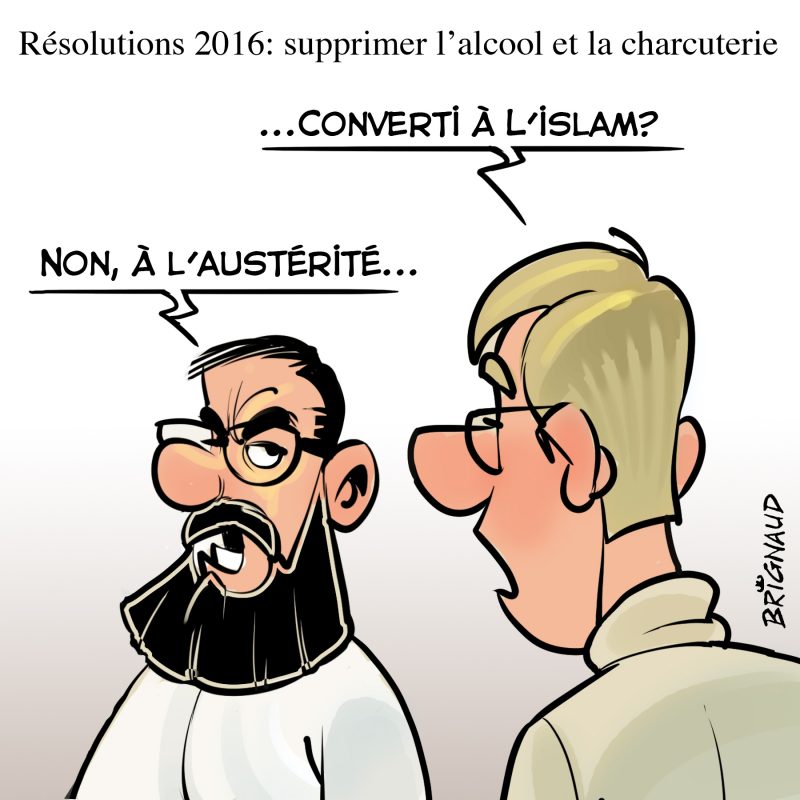 Caricature de Pierre Brignaud du 2 janvier.