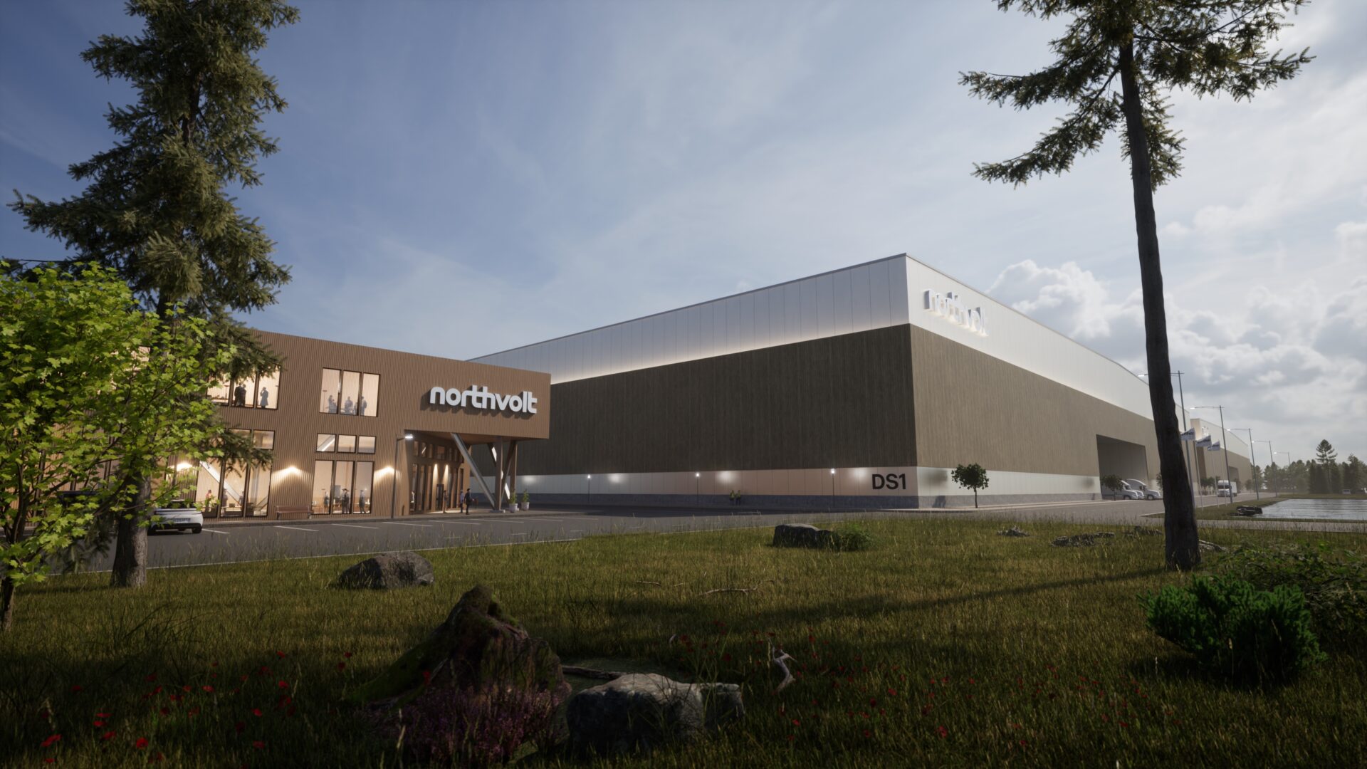 Esquisse de la future usine de Northvolt. Photo gracieuseté