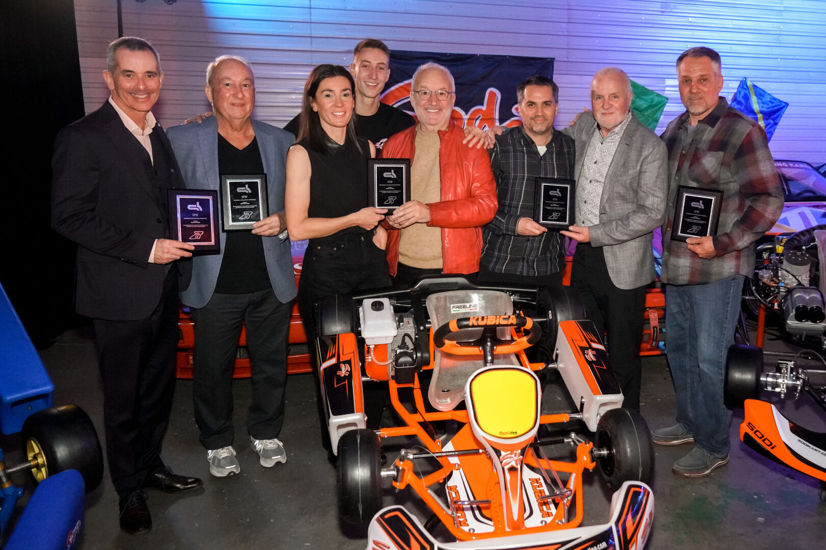 Bertrand Godin, Clément Duriez, Valérie Limoges, Tommy Lemaire-Ouellette, Michel Barrette, Sacha Gagnon, Didier Schraenen et Christian Gagnon. Photo François Larivière | L’Œil Régional ©