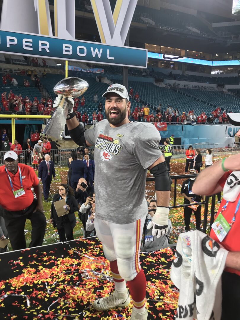 Laurent Duvernay-Tardif lors de sa conquête du Super Bowl en 2020. Photo gracieuseté