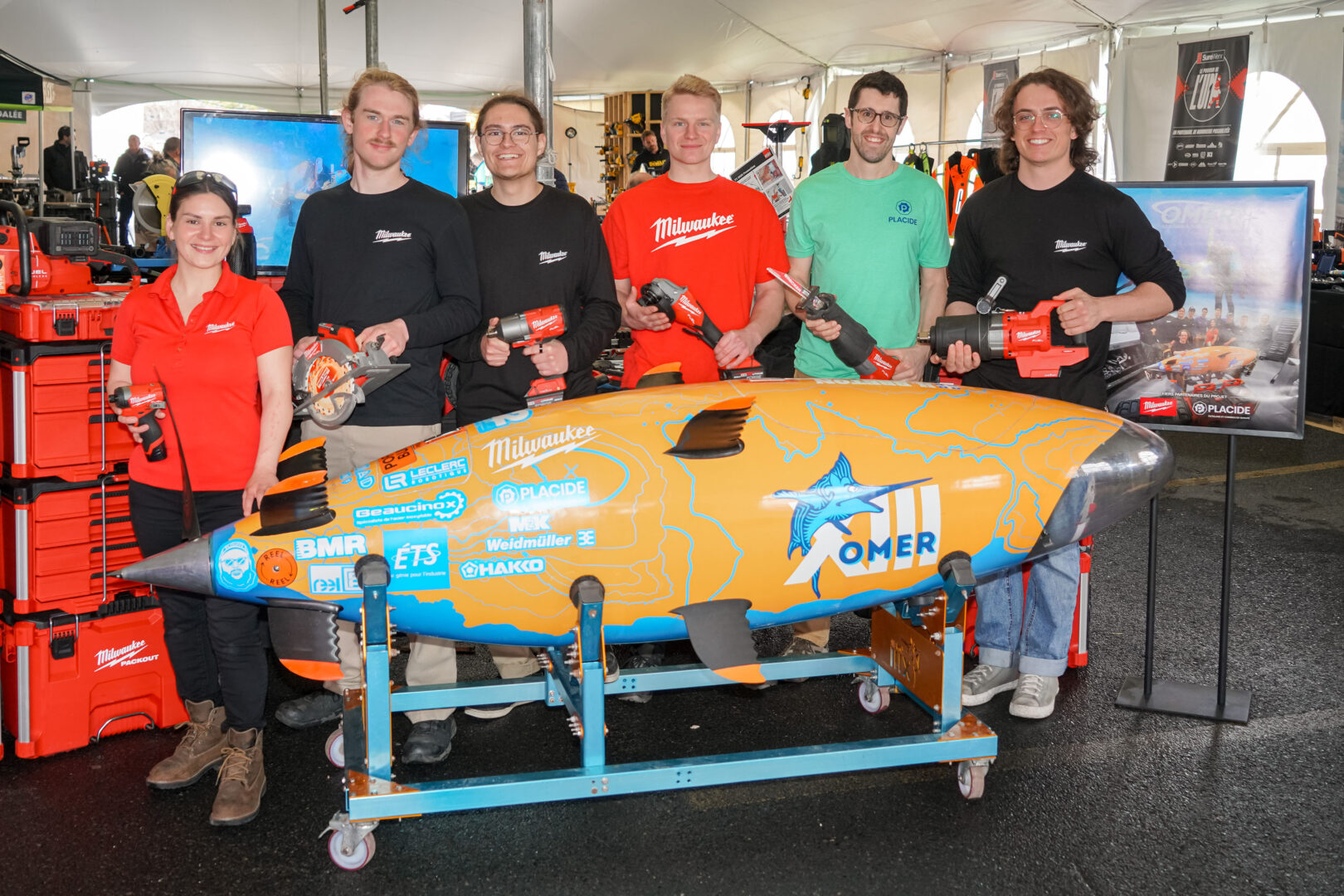 Marie Secco de Milwaukee ; Philippe L’Écuyer, Jonathan Létourneau et Gabriel Bussières de l’ÉTS ; Olivier Rocheleau de Placide Mathieu et Philippe Breton de l’ÉTS. Photo François Larivière | L’Œil Régional ©