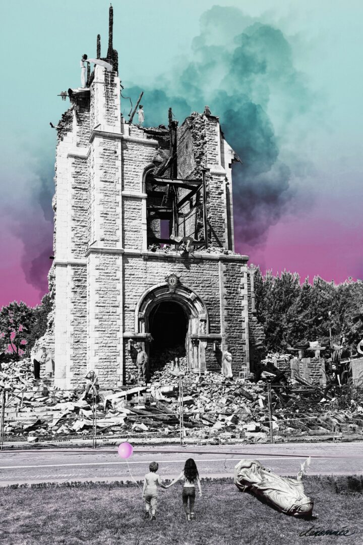 L’œuvre numérique « Trouver sa paix pour mieux se reconstruire – Hommage à Saint-Ours » de Frédéric Dénommée.�